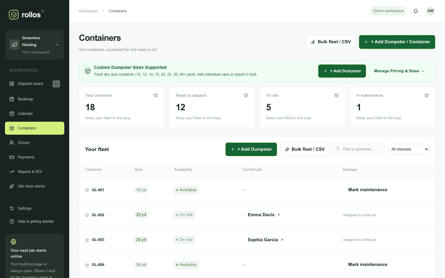RollOS automated dumpster tonnage billing and scale ticket reconciliation software